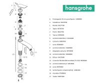 RECAMBIOS MONOMANDO LAVABO 250 VIVENIS HANSGROHE